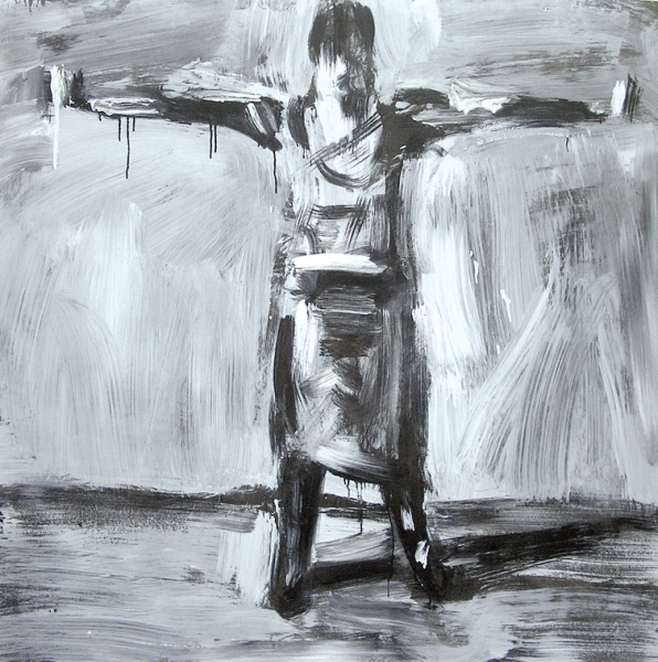 Jessika With Arms Stretched Out Original Painting Portrait Made With Ink And Acrylic